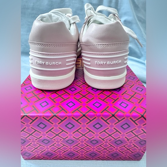 Tory Burch Blush and White Lace-Up Sneakers 6 - Picture 4 of 7